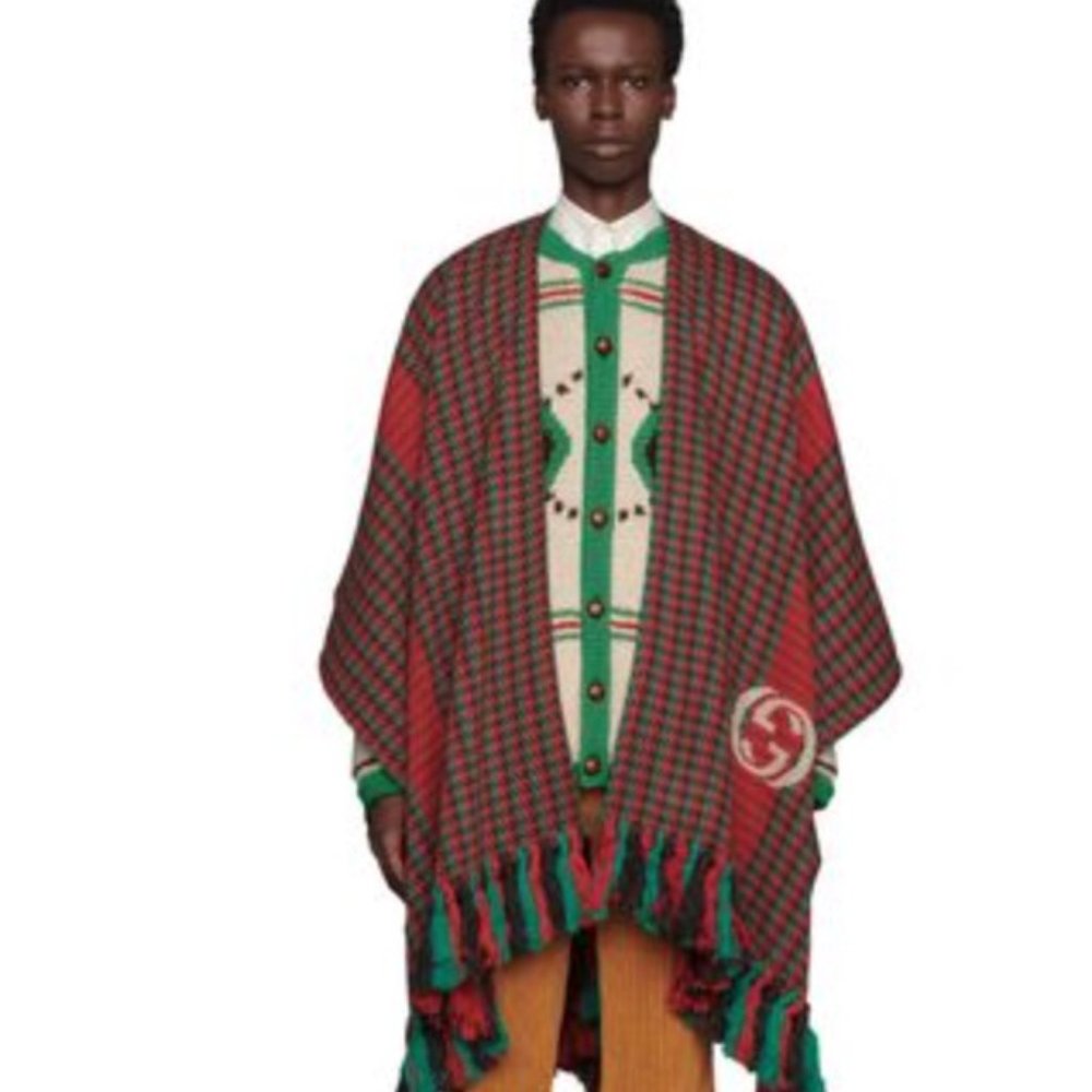 Gucci Houndstooth Poncho with Interlocking GG NEW IN DUSTBAG
